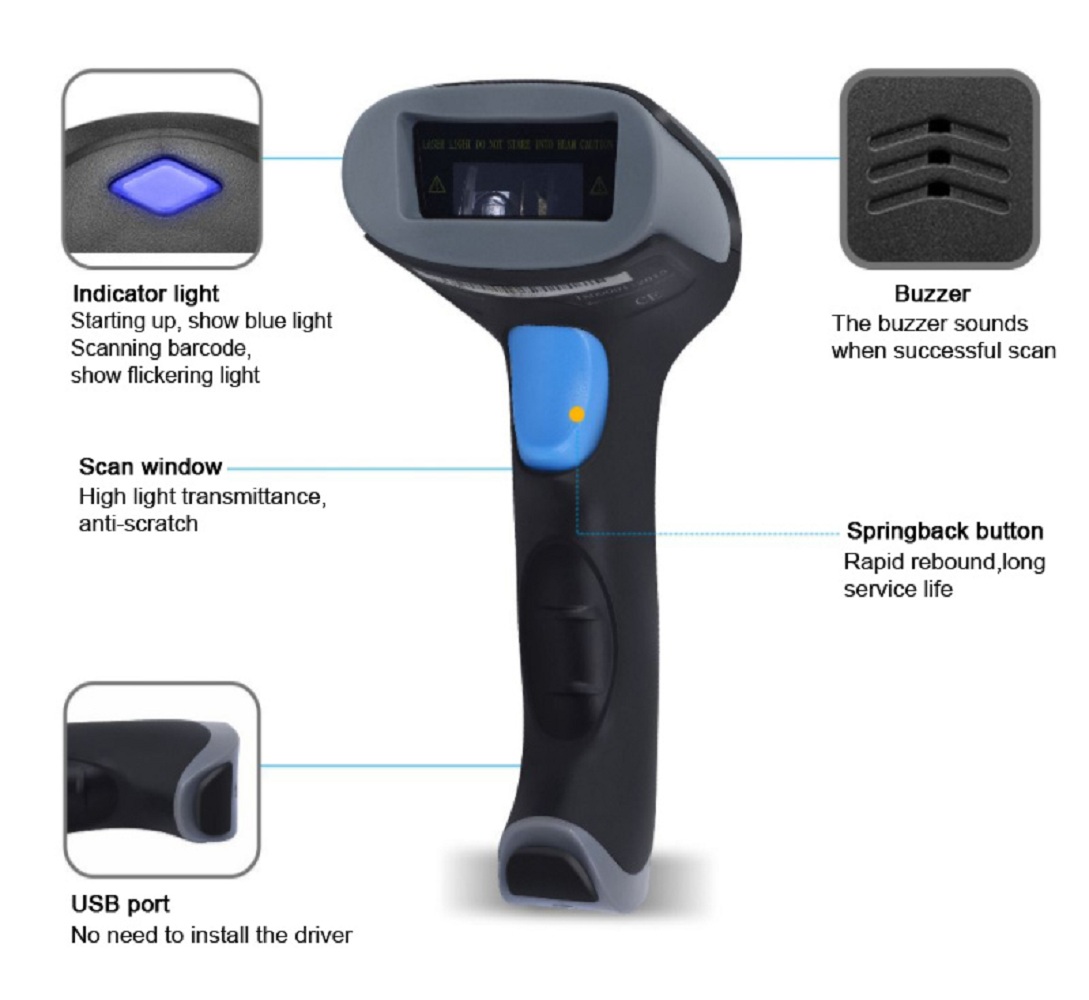 BaoShare WX-70 wireless laser barcode scanner bluetooth 2D scanner