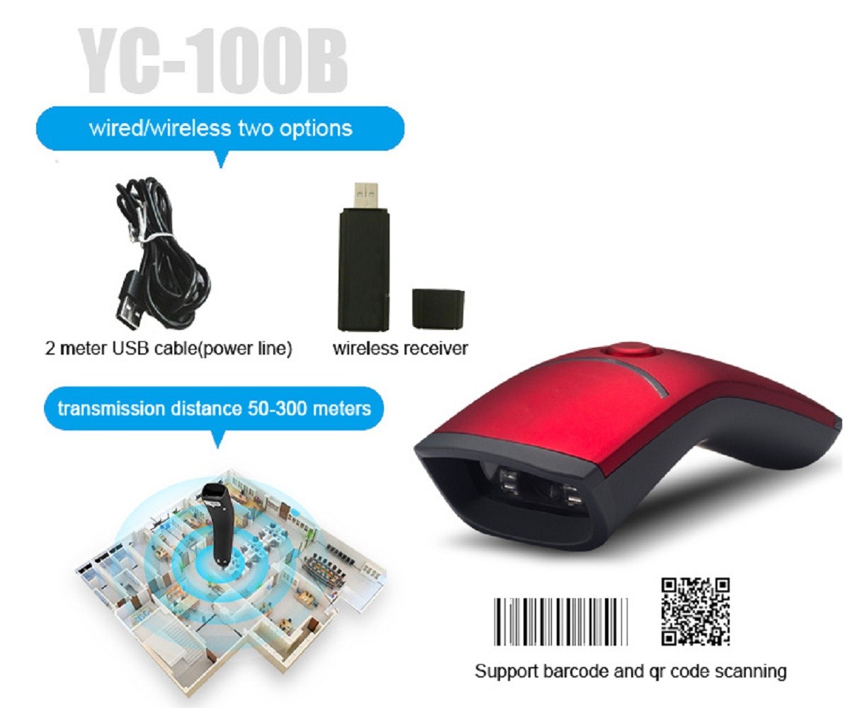 BaoShare YC-100C Guangzhou Manufacture Handheld Portable RF433 Wireless QR Code Scanner1D