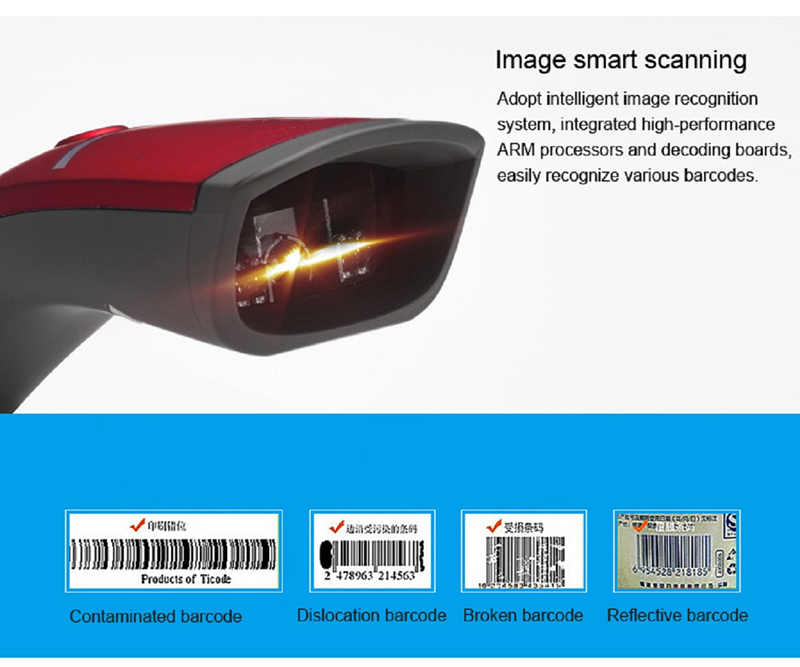 Guangzhou Factory price bluetooth barcode scanner 1d 2d QR code reader wireless handheld portable barcode scanner