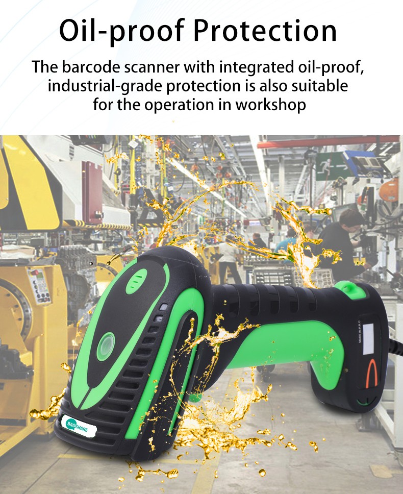 BaoShare WE10 IP65 Waterproof Handheld Wired QR Code Scanner USB 2D Barcode Scanner For Warehouse Inventory