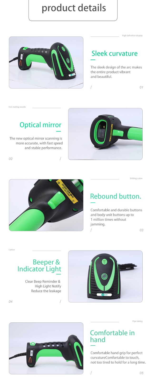 BaoShare WE10 IP65 Waterproof Handheld Wired QR Code Scanner USB 2D Barcode Scanner For Warehouse Inventory