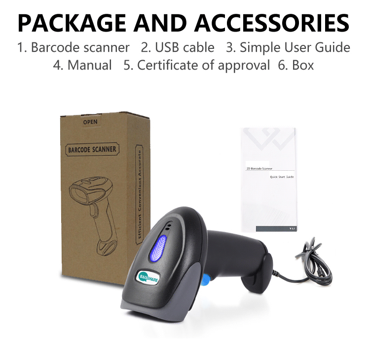 BaoShare DY3 Factory Wholesale Price Supermarket POS Handheld Wired 1D Laser Barcode Scanner