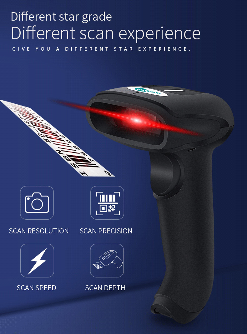 BaoShare YC600 Handheld Wireless 2D USB Barcode Scanner Cordless QR Code Scanner For Supermarket Inventory