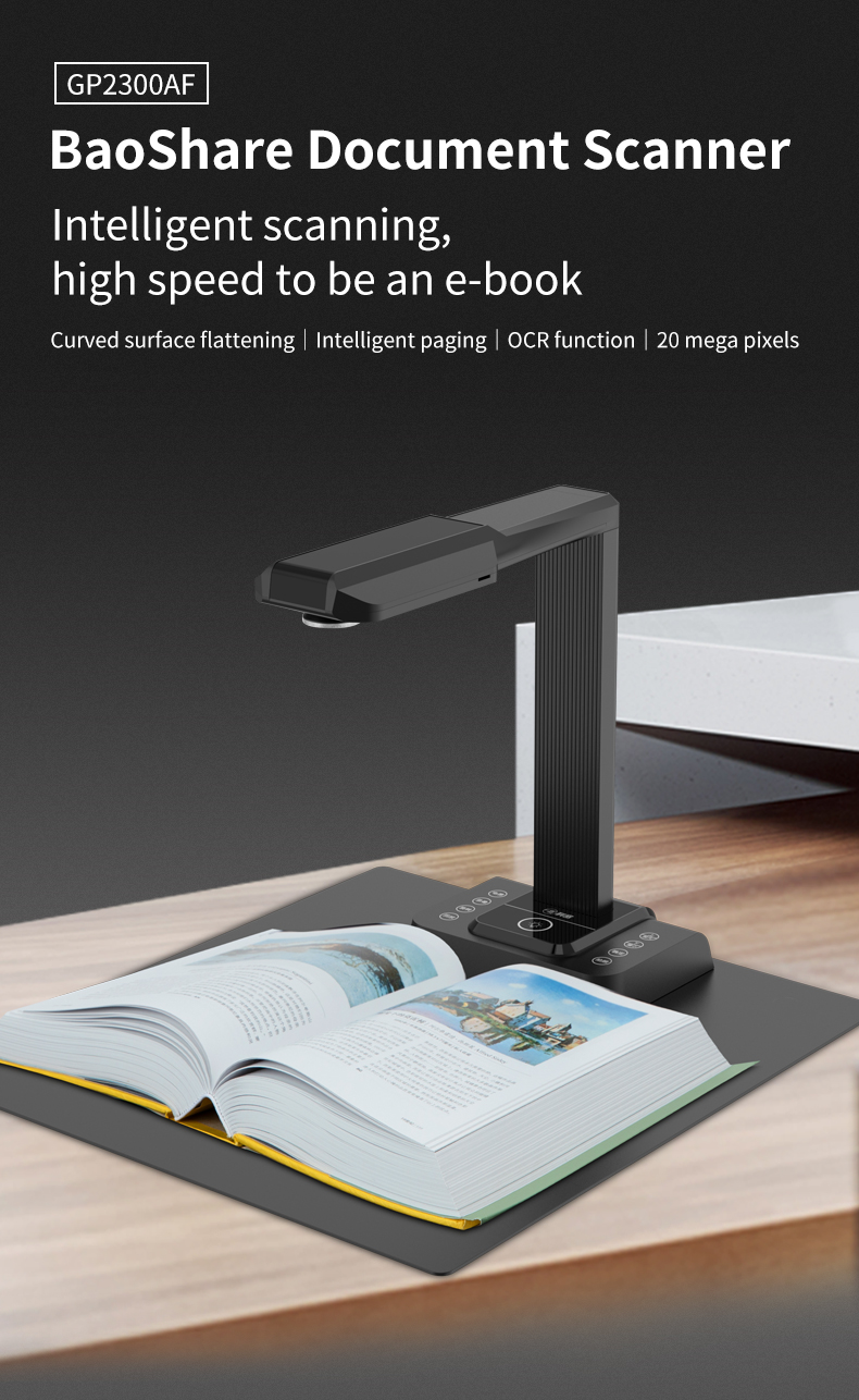 20MP OCR Document Camera Multi Languages Fletten Book Scanner A3 Portable Document Scanner