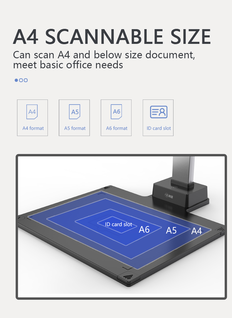 High quality A4 automatic scanner book 13MP portable standing usb ocr document camera scanner with hard base