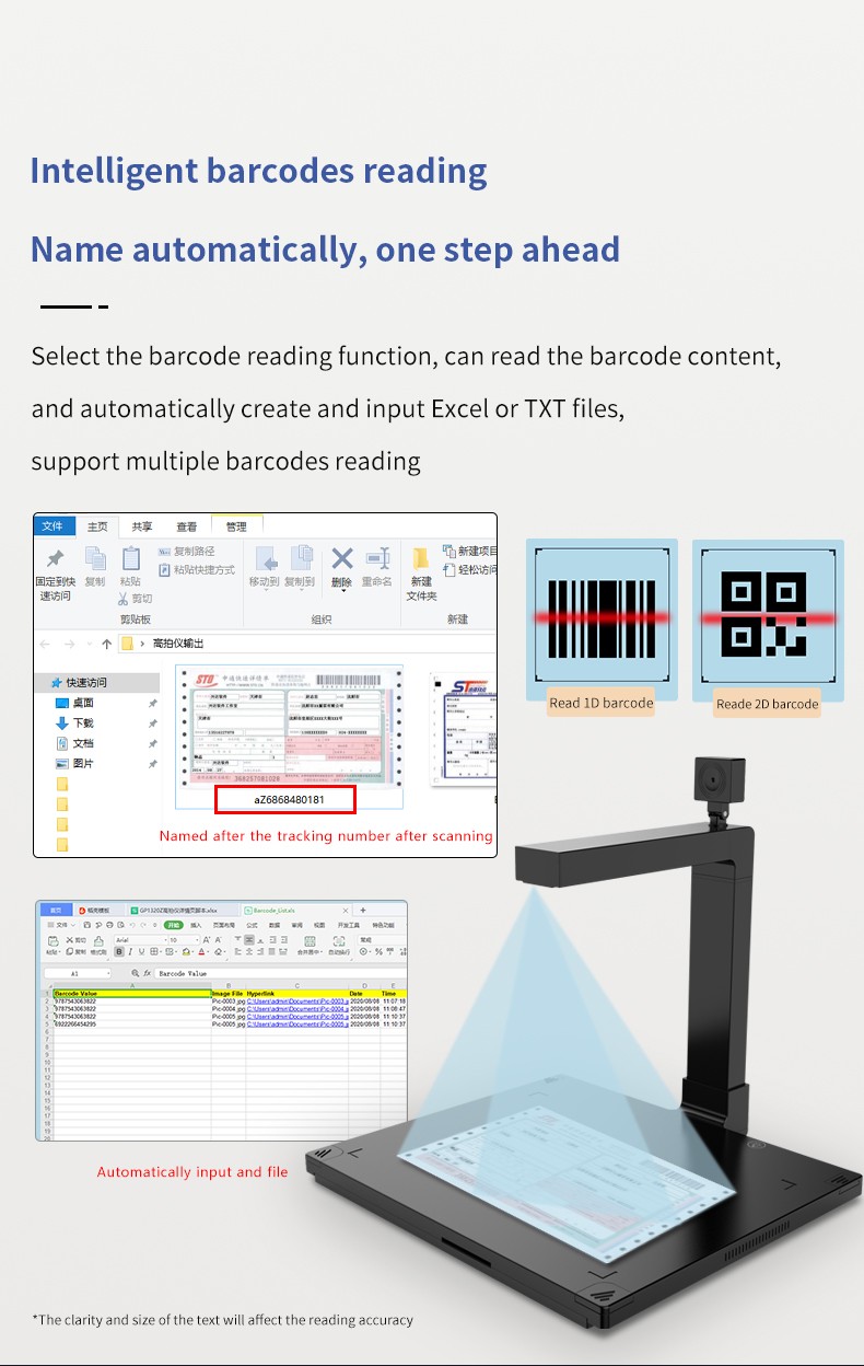 Aibecy X1000 Document Camera Scanner A3 Capture Size Dual Camera USB2.0  High Speed Scanner with LED Light OCR Function Video Recording Convert to  PDF Format for Office Classroom Online Teach 