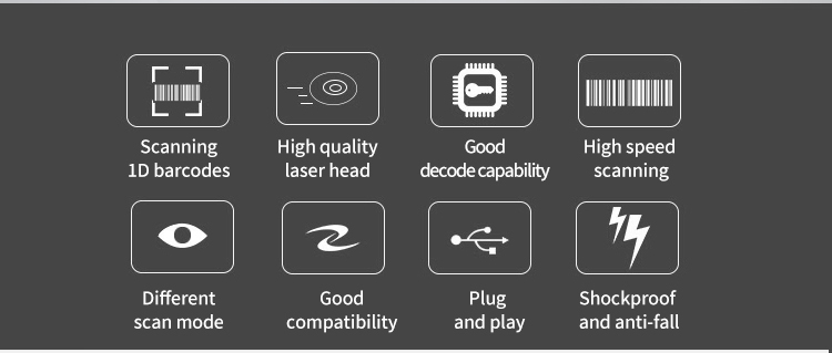 Cheap Corded Handheld Manual Barcode Scanner 1D Wired Laser Scanner Bar Code Reader For Sale