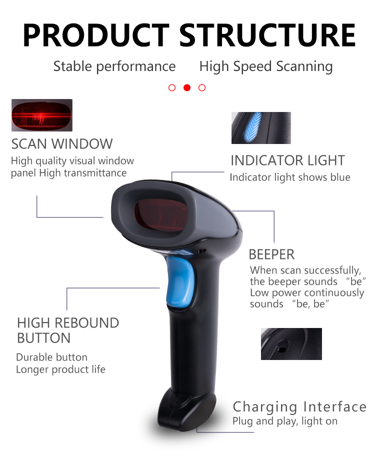 Details about   Wired Durable Non-Slip Portable Reader Barcode Scanner Electronic Handheld 