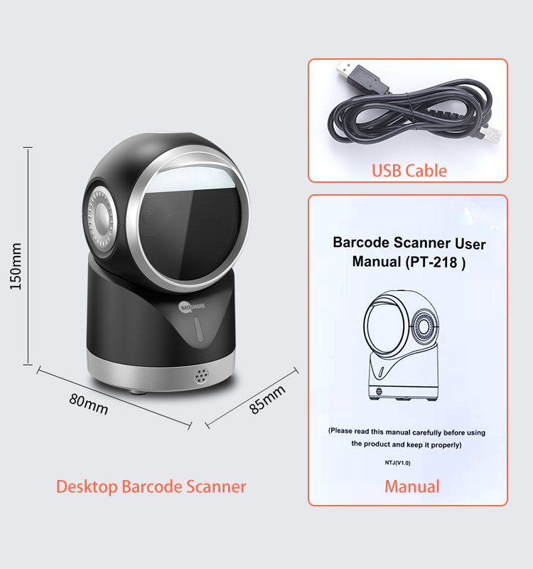 1D Wired Pos Desktop Bar code Scanner 2d Qr Code Reader Omnidirectional Barcode Scanner For Supermarket