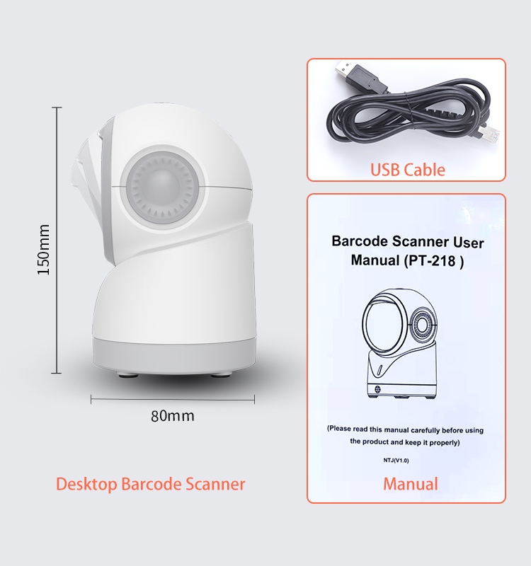 White High Quality 1D 2D Platform POS Omnidirectional Desktop Barcode Scanner Barcode And Qr Code Scanner For Supermarket