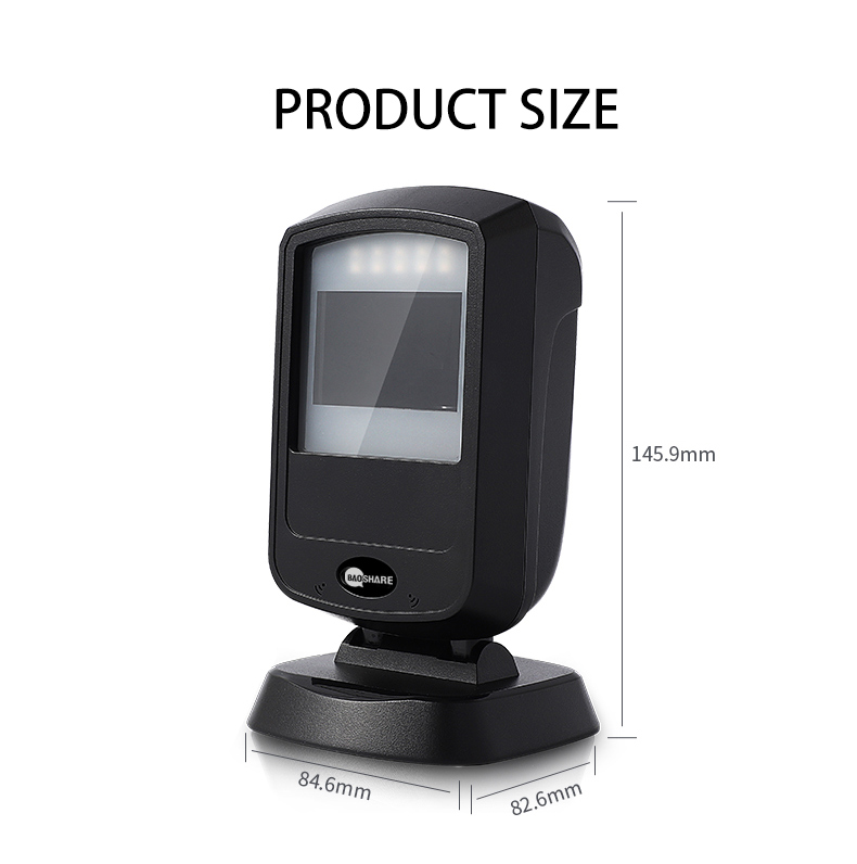 Fast Scanning Usb 1D 2D Desktop Omnidirectional Barcode Scanner Hand Free Qr Code Reader For Supermarket