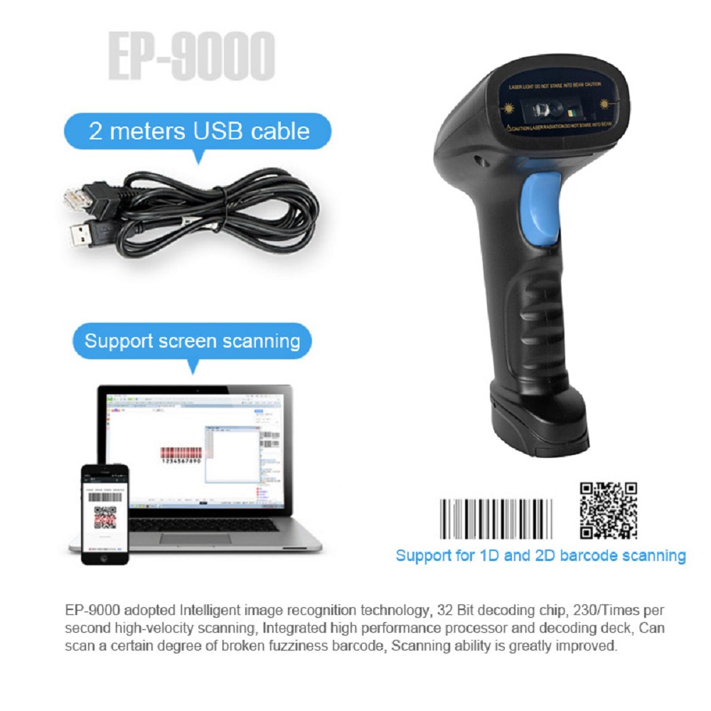 China Manufacture Handheld Barcode Scanner Portable Qr Code Scanner 2d Barcode Scanner