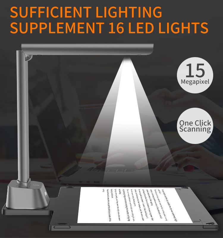 New Design Automatic Book Portable Document A4 Scanner Usb 15 Megapixels Document Camera For Bulk Files Scanning