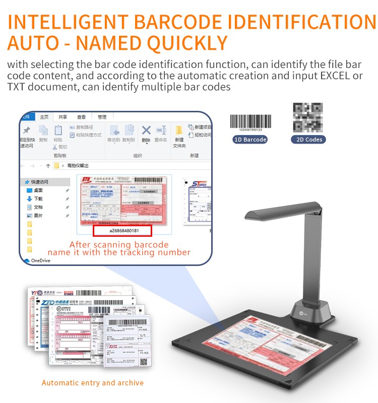 New Design Automatic Book Portable Document A4 Scanner Usb 15 Megapixels Document Camera For Bulk Files Scanning