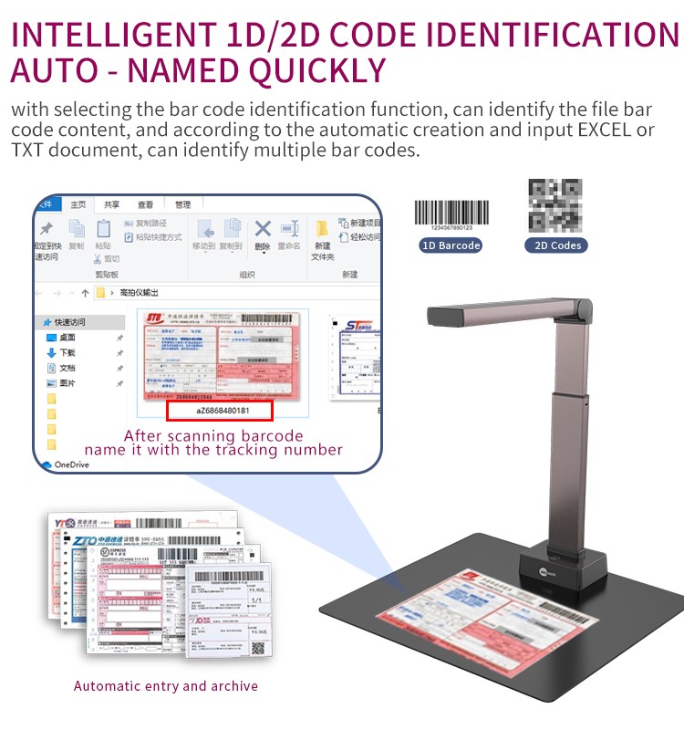 New A3 Portable Document Camera 18MP OCR Book Scanner USB Document Scanner For Library Office School Government