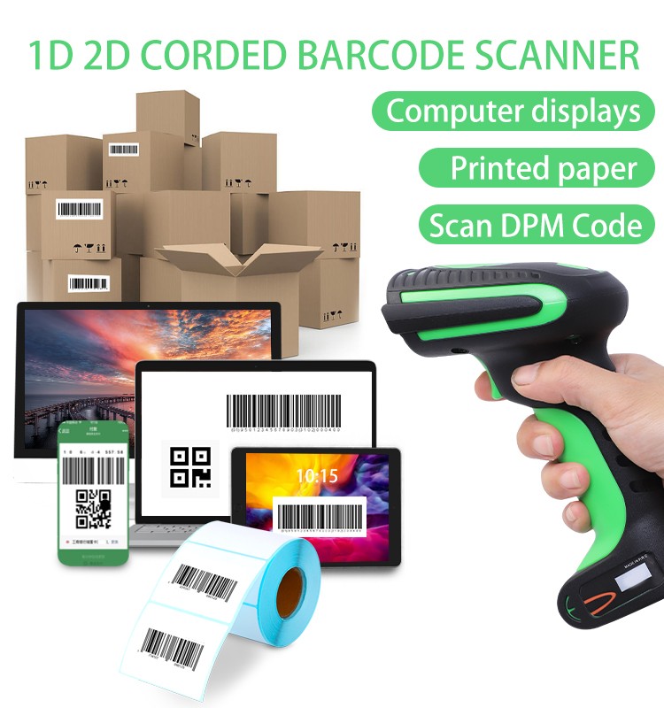Factory Supply Rugged QR Bar Code Reader Scanner Handheld 2D 2.4G Wireless Barcode Scanner