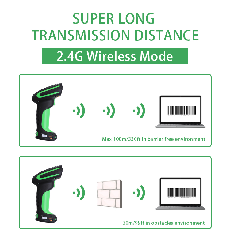 Factory Supply Rugged QR Bar Code Reader Scanner Handheld 2D 2.4G Wireless Barcode Scanner