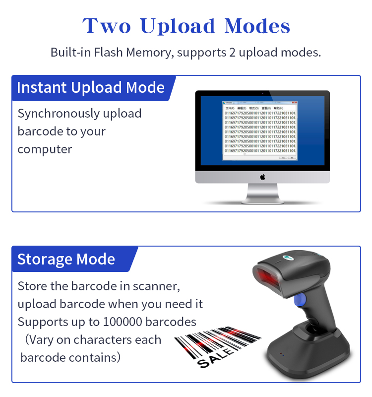 Directly Paired 2D 2.4G Auto Sensing Barcode Scanner Logistic Pharmacy Qr Reader with charging base