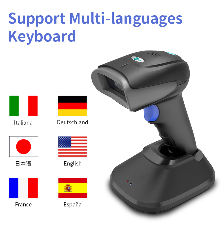 1D Wireless Charging Long Distance Stationary Barcode Scanner Handheld Laser Reader For Warehouse