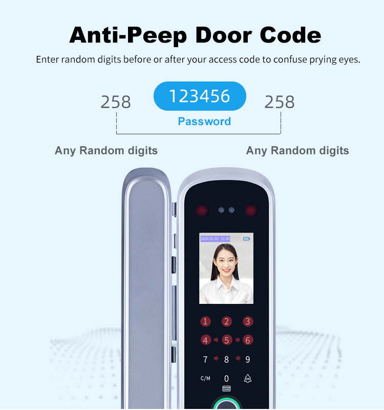 Office Access Control and Attendance Fingerprint Palmprint Face Recognition Smart Card Glass Door Lock