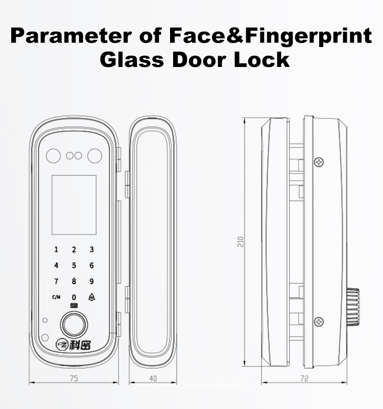 Office Access Control and Attendance Fingerprint Palmprint Face Recognition Smart Card Glass Door Lock