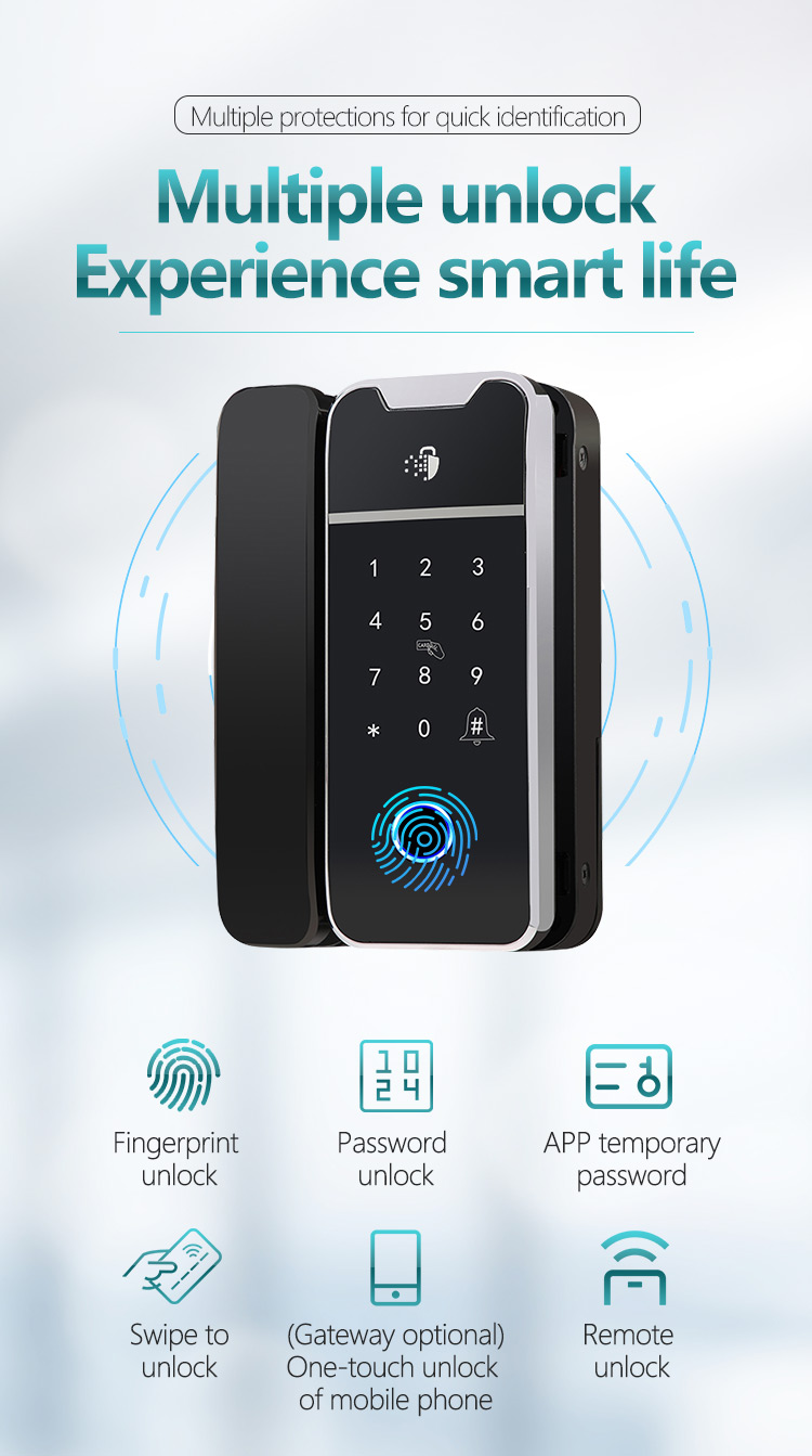 Smart lock for glass door,Glass door fingerprint app door lock,Glass door fingerprint lock smart lock