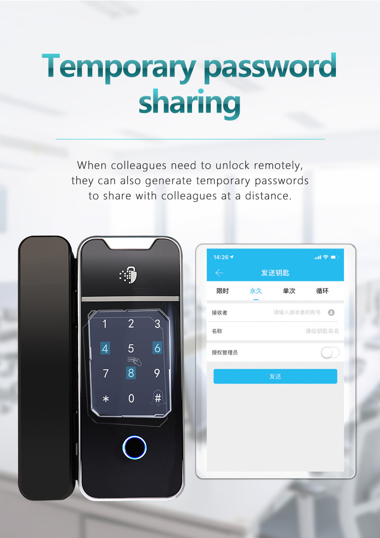 Smart lock for glass door,Glass door fingerprint app door lock,Glass door fingerprint lock smart lock