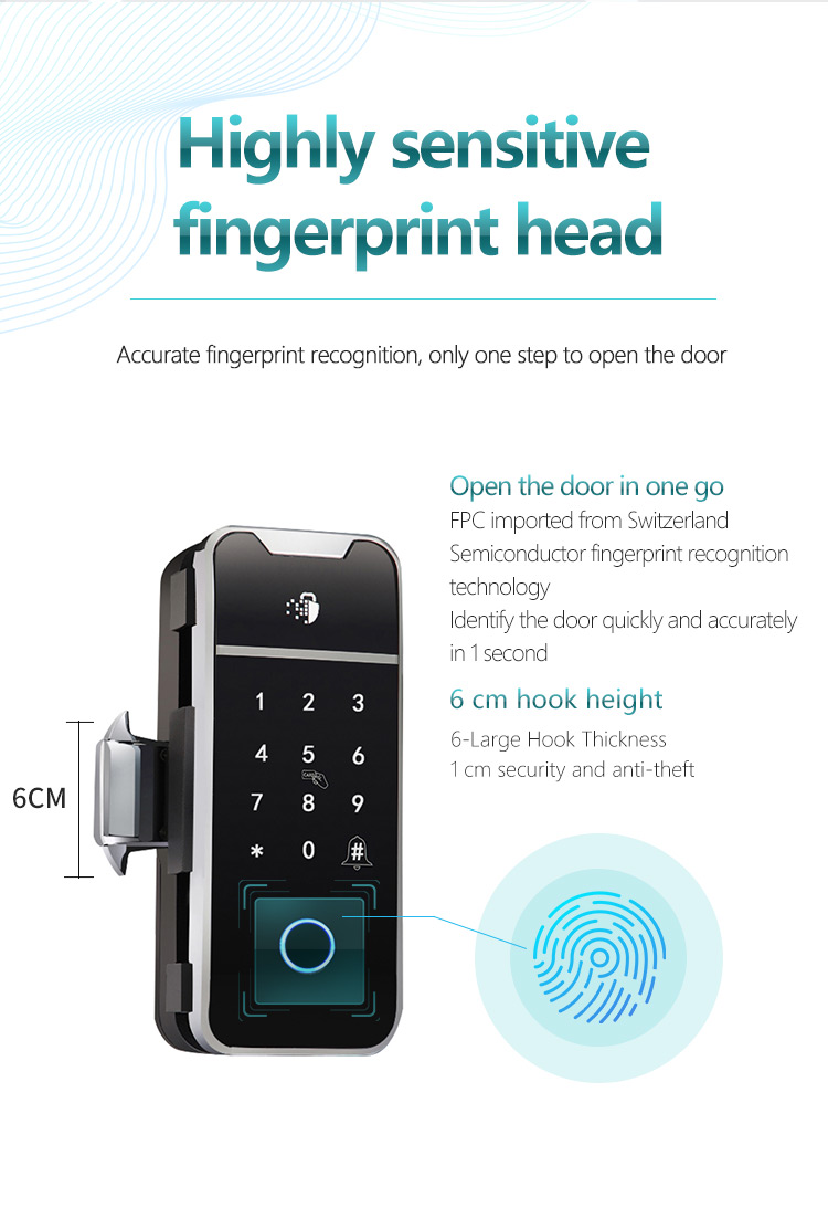 Smart lock for glass door,Glass door fingerprint app door lock,Glass door fingerprint lock smart lock