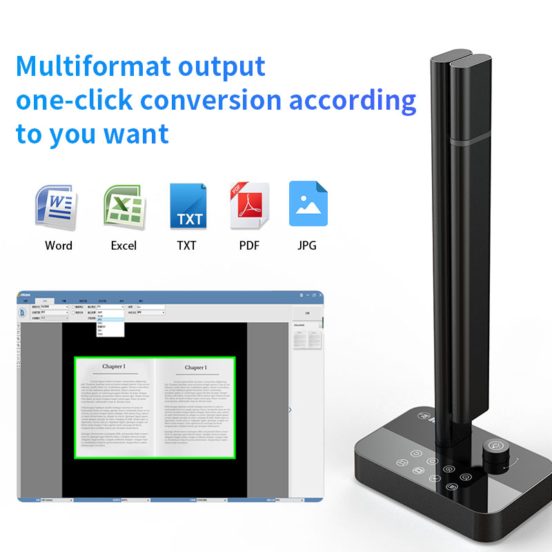 A3 Portable Document Camera Scanner 20MP Multi Languages High Speed Flatten Curve Book Scanner 