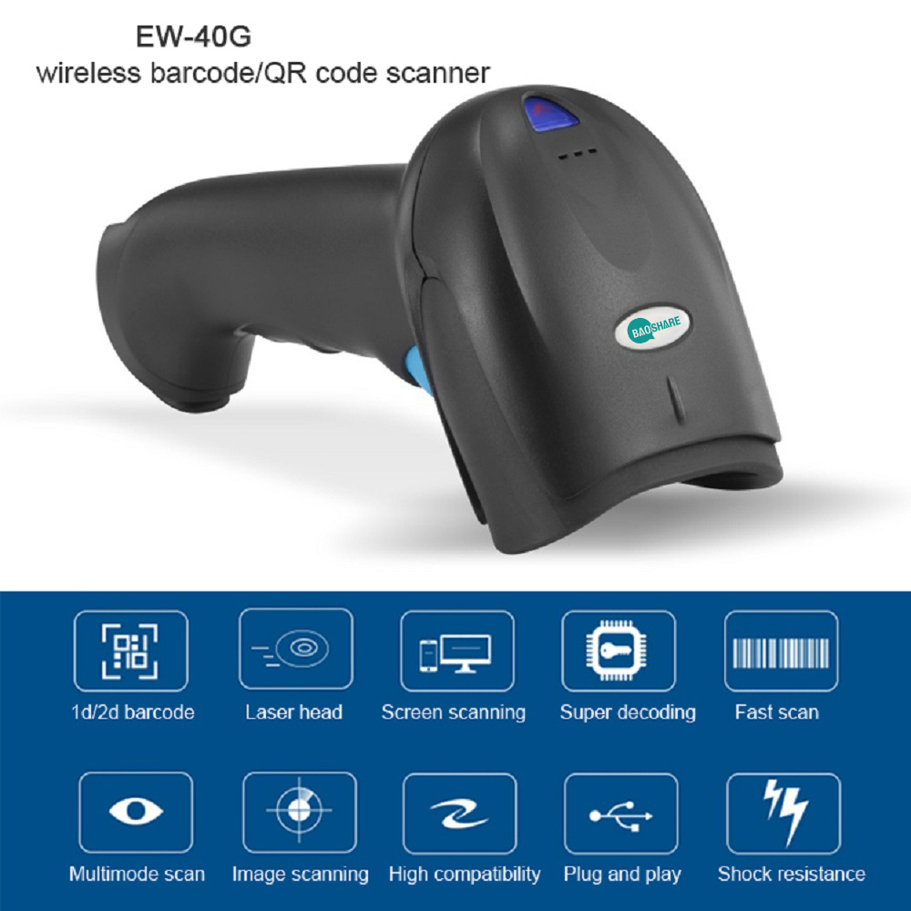 Factory Handheld Portable 2.4G 1D 2D Barcode Reader Wireless Barcode Scanner