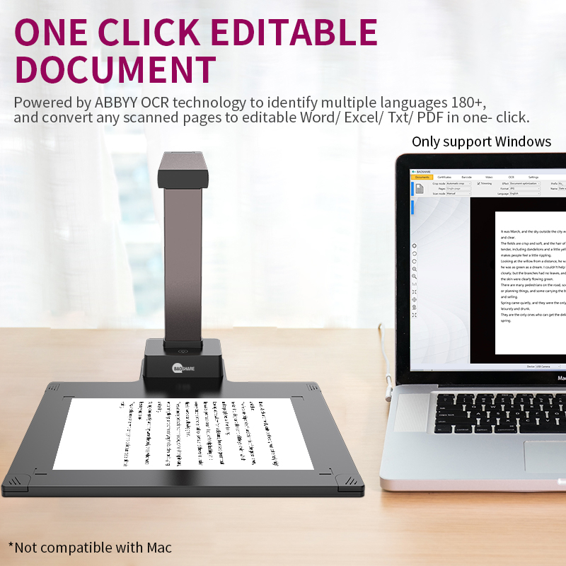 Professional 18MP OCR Book Scanner Digital High Resolution A3 Portable Document Camera for Multimedia Learning Displaying