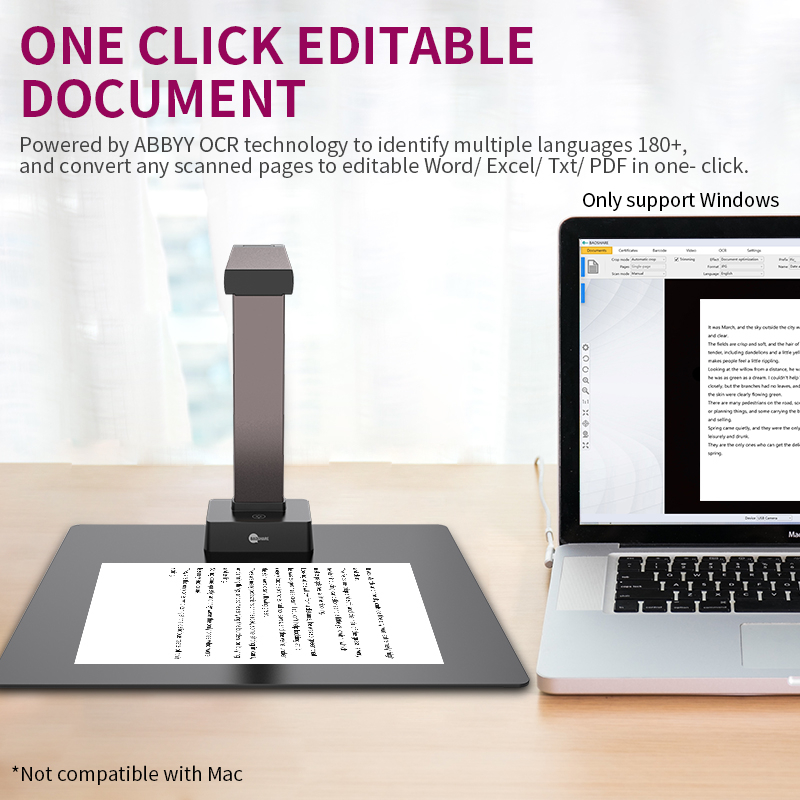 New Color A3 Portable Document Camera 18MP OCR Book Scanner USB Document Scanner For Library Office School Government