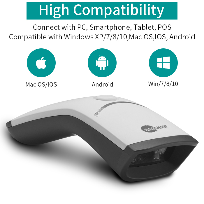 Factory Sell Portable Barcode Reader 1D 2D Wireless Bluetooth 2.4G Barcode Scanner For POS System